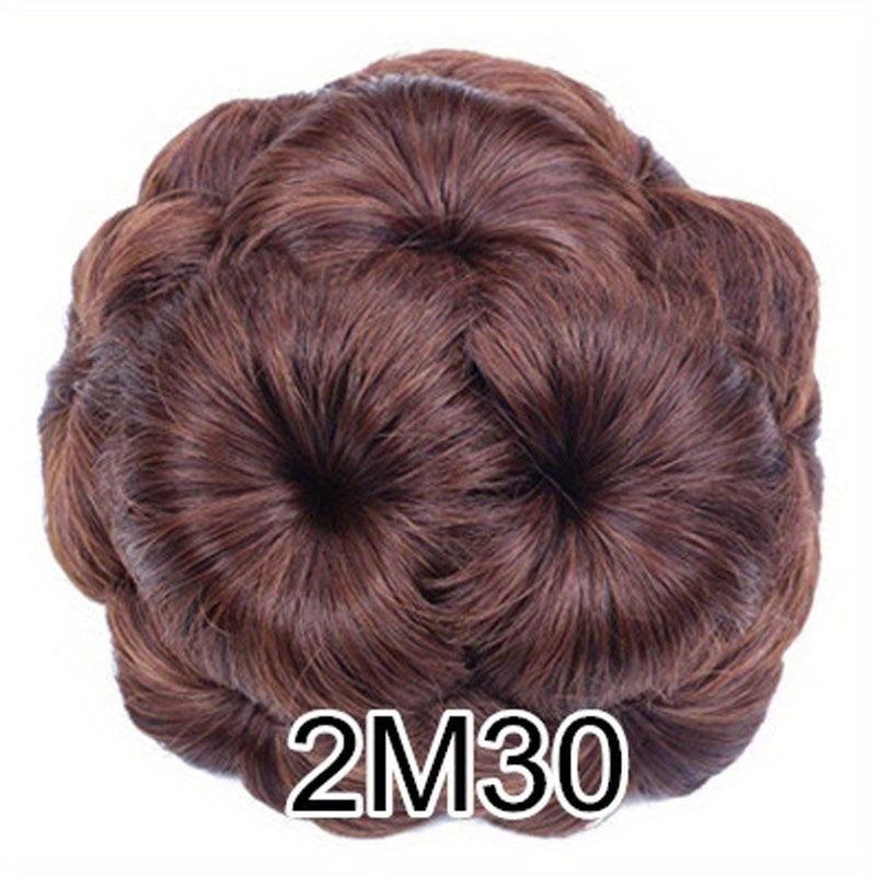 Nine Flowers Hair Bun With Bead Curly Chignon Hair Bun Clip-In Extensions