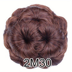 Nine Flowers Hair Bun With Bead Curly Chignon Hair Bun Clip-In Extensions