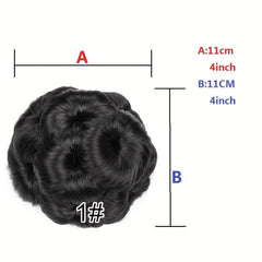 Nine Flowers Hair Bun With Bead Curly Chignon Hair Bun Clip-In Extensions