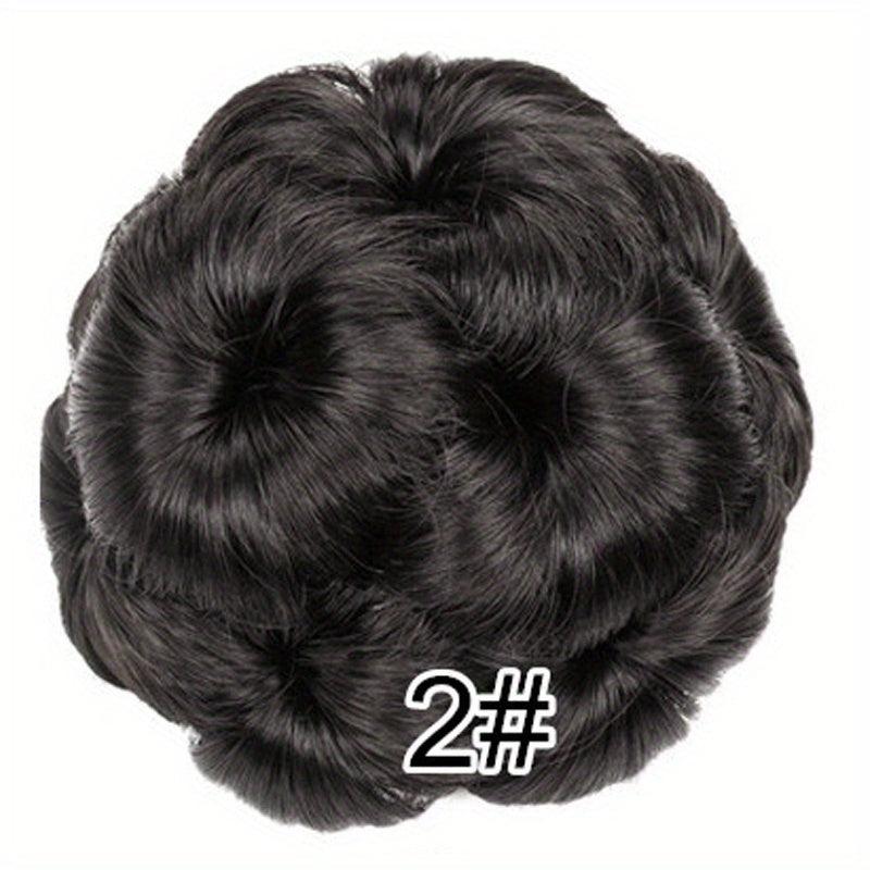 Nine Flowers Hair Bun With Bead Curly Chignon Hair Bun Clip-In Extensions