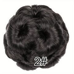 Nine Flowers Hair Bun With Bead Curly Chignon Hair Bun Clip-In Extensions