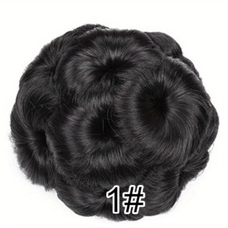 Nine Flowers Hair Bun With Bead Curly Chignon Hair Bun Clip-In Extensions