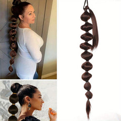 African Fluffy Ponytail with Bubble Ponytail for Natural Look