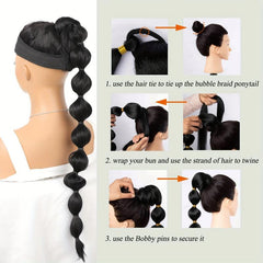 African Fluffy Ponytail with Bubble Ponytail for Natural Look