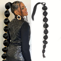 African Fluffy Ponytail with Bubble Ponytail for Natural Look