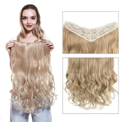 72cm Long Curly Hair V-shaped Clip-In Extensions Fluffy Natural Half Head Cover