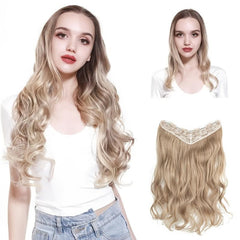 72cm Long Curly Hair V-shaped Clip-In Extensions Fluffy Natural Half Head Cover