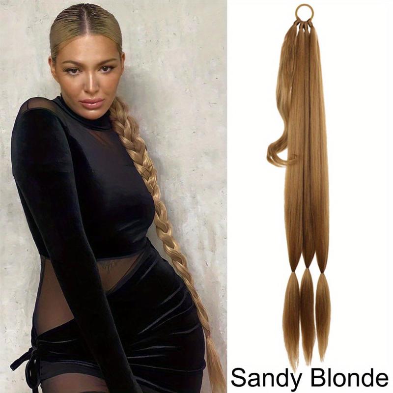 Long Braided Ponytail Extensions DIY Y2K Synthetic Hairpiece For Women