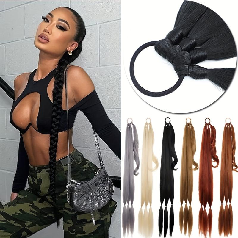 Long Braided Ponytail Extensions DIY Y2K Synthetic Hairpiece For Women