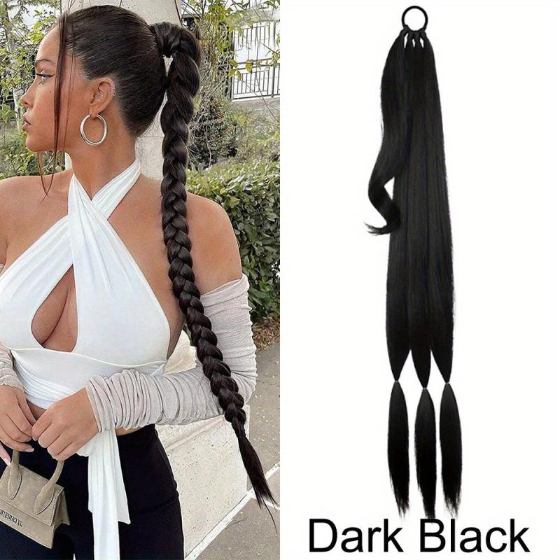 Long Braided Ponytail Extensions DIY Y2K Synthetic Hairpiece For Women
