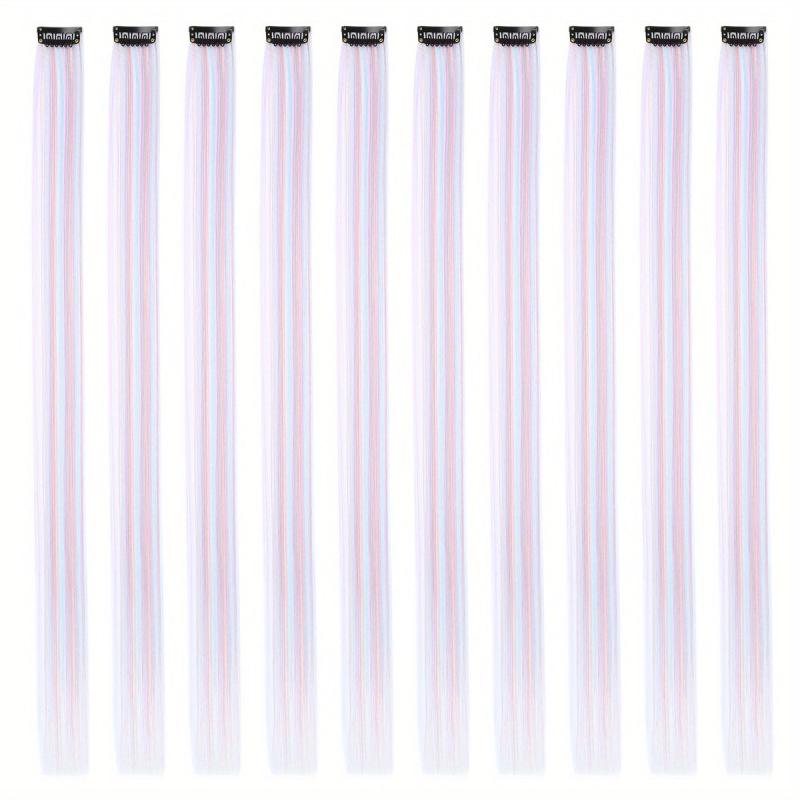 10pcs 50 Straight Hair Extensions Multicolor Red Pink Purple Green Hair Pieces