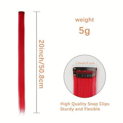 10pcs 50 Straight Hair Extensions Multicolor Red Pink Purple Green Hair Pieces