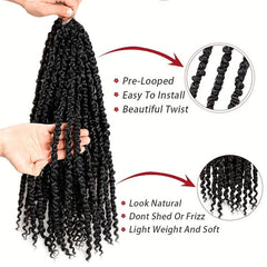 Passion Twist Hair Extensions Ombre Fluffy Pre Looped Crochet Braids 45-72 cm