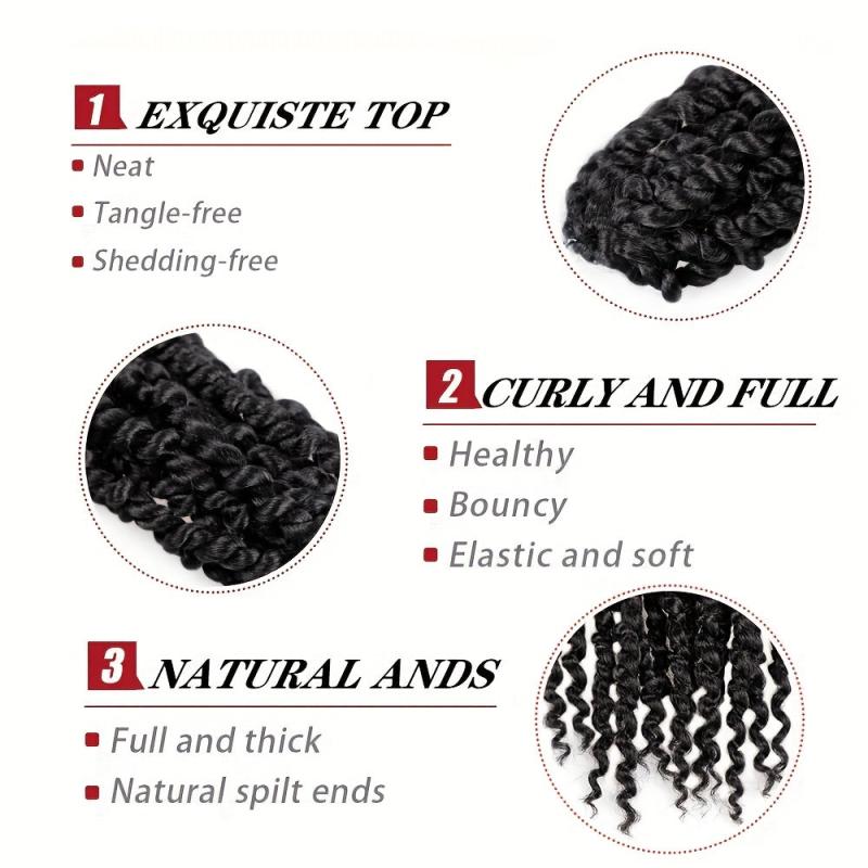 Passion Twist Hair Extensions Ombre Fluffy Pre Looped Crochet Braids 45-72 cm