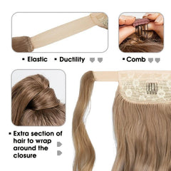 Curly Wavy Ponytail Extension Wrap Around Clip In Hair Extensions