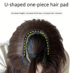 Brown Seamless U Shape Hair Extensions Hair Pads Women's Synthetic Hair