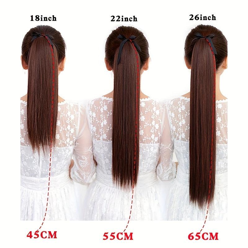Straight Ponytail Extensions 45-72-66 cm Clip In Wrap Around Long Hair