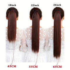 Straight Ponytail Extensions 45-72-66 cm Clip In Wrap Around Long Hair