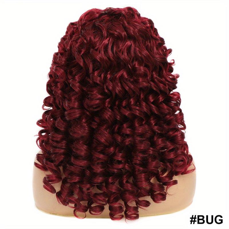 Fluffy Afro Curly Wig with Bangs Soft Synthetic Hair Replacement