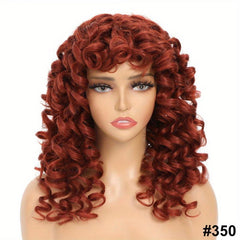 Fluffy Afro Curly Wig with Bangs Soft Synthetic Hair Replacement