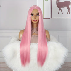 12 Cm Long Straight Hair Wigs For Women Fiber Synthetic Rose Net Hair Wigs