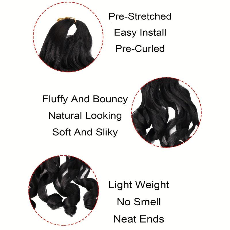 88cm Long French Curly Braiding Hair Extensions Lightweight Synthetic Wavy Hair