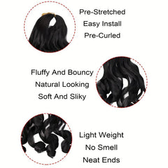 88cm Long French Curly Braiding Hair Extensions Lightweight Synthetic Wavy Hair