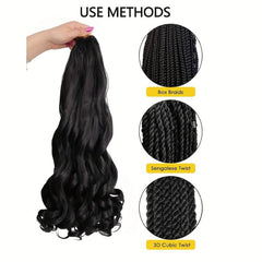 88cm Long French Curly Braiding Hair Extensions Lightweight Synthetic Wavy Hair