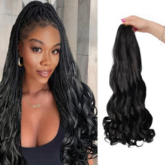 88cm Long French Curly Braiding Hair Extensions Lightweight Synthetic Wavy Hair