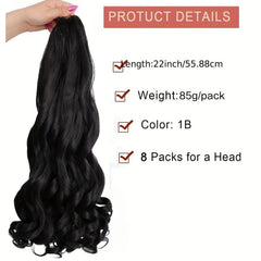 88cm Long French Curly Braiding Hair Extensions Lightweight Synthetic Wavy Hair