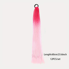 12PCS Set Long Braided Ponytail Hairpieces Synthetic Hair Extensions For Women