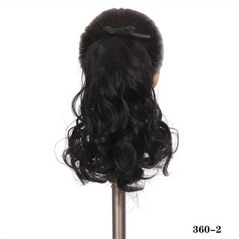 10 Inch Short Curly Ponytail with Ribbon and Clip Extensions