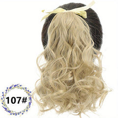 10 Inch Short Curly Ponytail with Ribbon and Clip Extensions