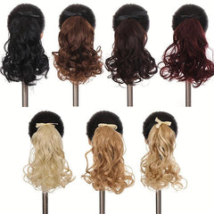 10 Inch Short Curly Ponytail with Ribbon and Clip Extensions