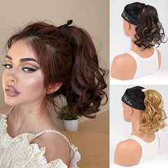 10 Inch Short Curly Ponytail with Ribbon and Clip Extensions