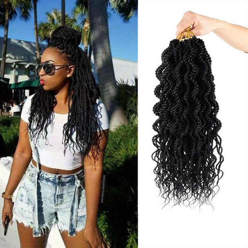 Wavy Senegalese Twisted Crochet Woven Hair Extensions 45-72 cm for Women