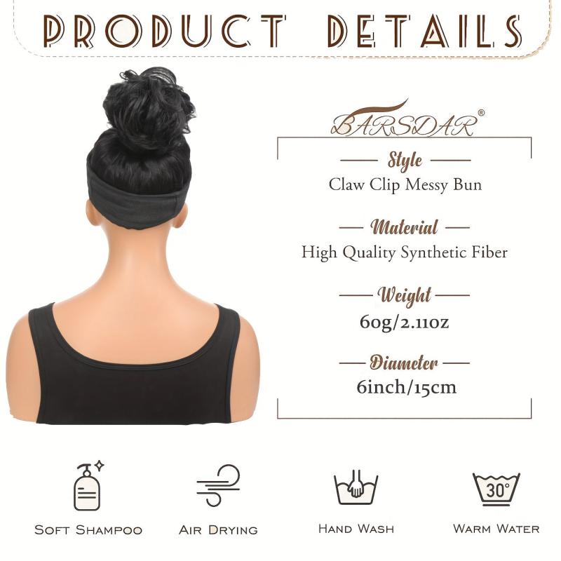 Messy Hair Bun Claw Clip Hair Scrunchies Chignon Updo Hairpiece