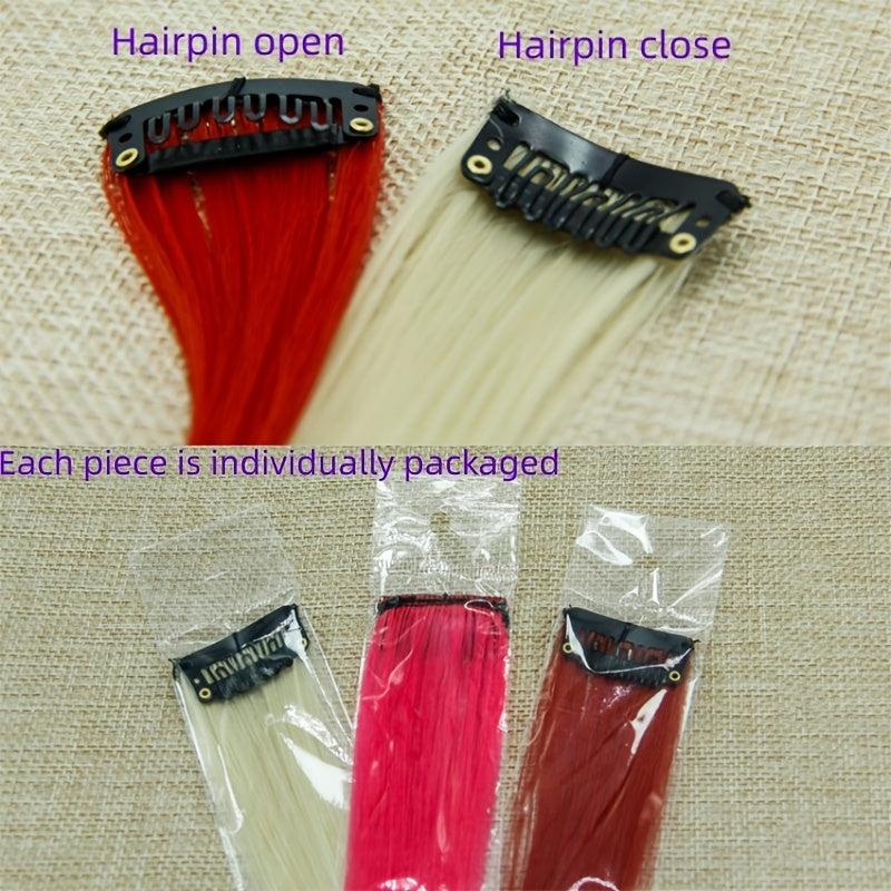 Colorful Straight Synthetic Hair Extensions for Halloween Parties
