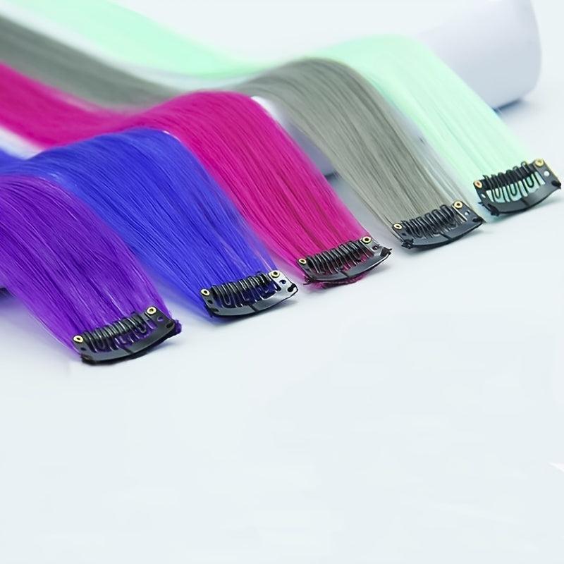 Colorful Straight Synthetic Hair Extensions for Halloween Parties