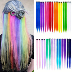 Colorful Straight Synthetic Hair Extensions for Halloween Parties
