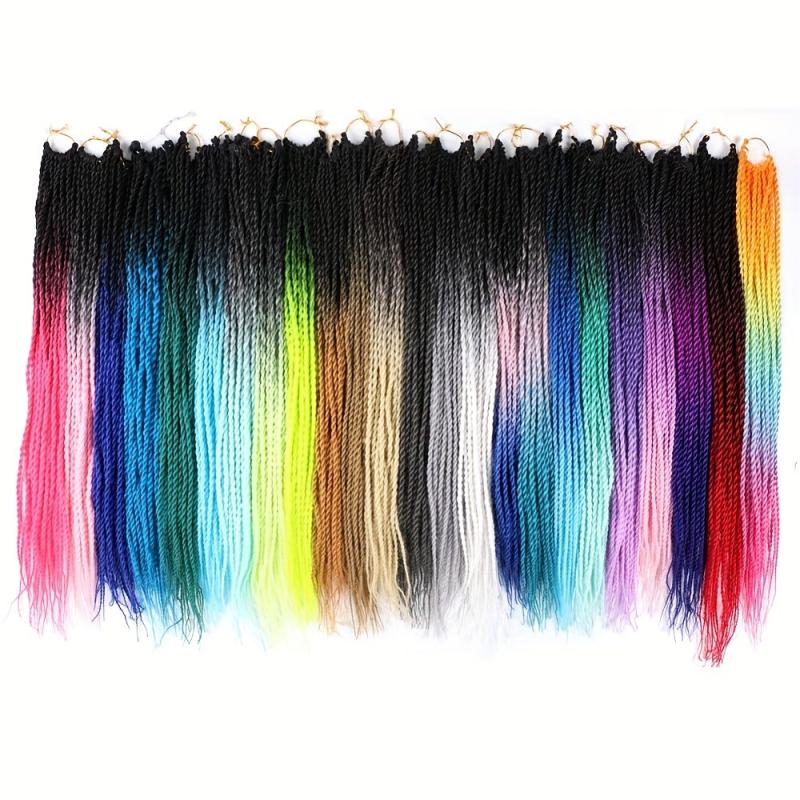 Rainbow Ombre Senegalese Twist Crochet Braids Synthetic Hair Extensions