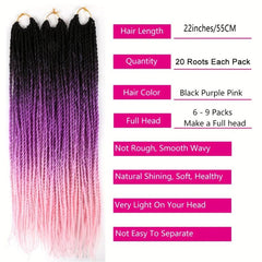 Rainbow Ombre Senegalese Twist Crochet Braids Synthetic Hair Extensions