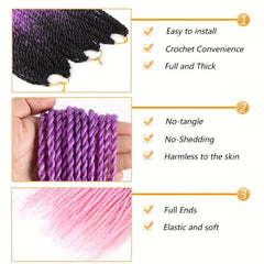 Rainbow Ombre Senegalese Twist Crochet Braids Synthetic Hair Extensions