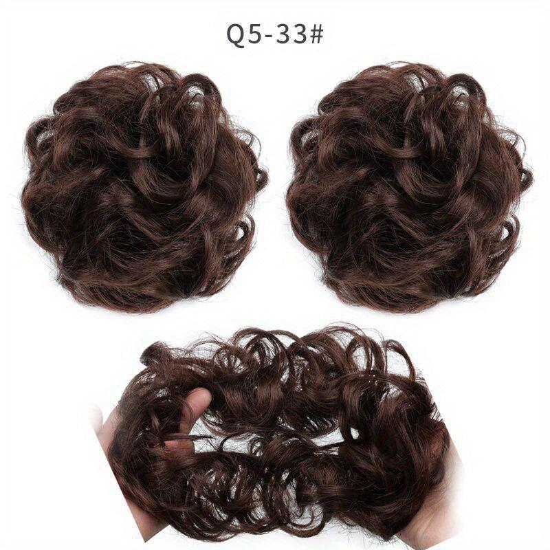 Messy Donut Hair Buns Updo Chignon with Elastic Hair Rope