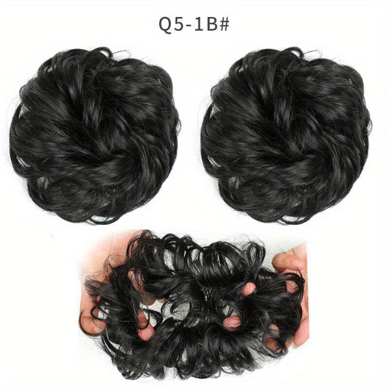Messy Donut Hair Buns Updo Chignon with Elastic Hair Rope