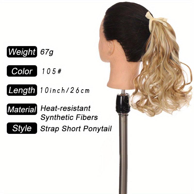Short Curly Ponytail Extensions with Ties - Heat Resistant Synthetic Hair