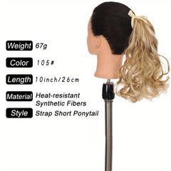 Short Curly Ponytail Extensions with Ties - Heat Resistant Synthetic Hair