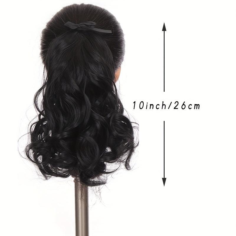 Short Curly Ponytail Extensions with Ties - Heat Resistant Synthetic Hair