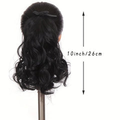 Short Curly Ponytail Extensions with Ties - Heat Resistant Synthetic Hair