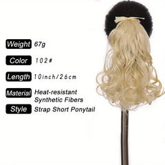 Short Curly Ponytail Extensions with Ties - Heat Resistant Synthetic Hair